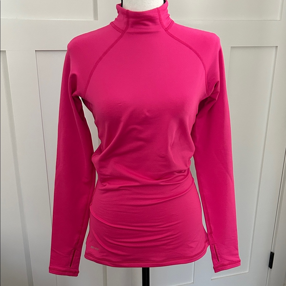 Nike Women's Bright Pink Long-Sleeve Mock Neck Top